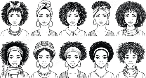 Diverse collection of black women s portraits with natural hairstyles