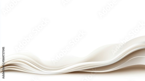 Abstract Curved White Paper Waves on Clean Background for Design
