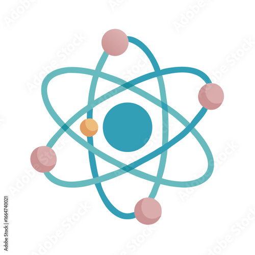 Atom symbol on white background, Atom, Atom icon, Atom vector illustration, Atom vector icon, Atom icon isolated on white.
