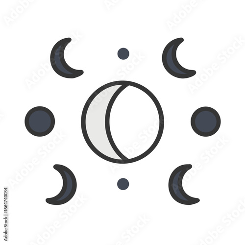 Moon phases, Moon phases icon, Moon phases vector illustration, Moon phases vector icon, Moon phases icon isolated on white.