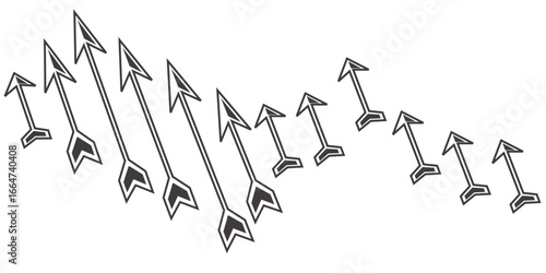 A geometric optical illusion featuring a grid of diagonal arrows crossing each other, creating a diamond-shaped lattice. The arrows alternate in directions, forming a hypnotic pattern. The structure.