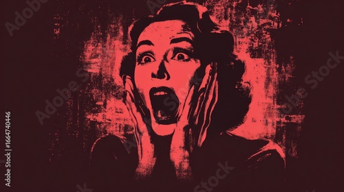 vintage horror movie poster of a woman screaming in fear