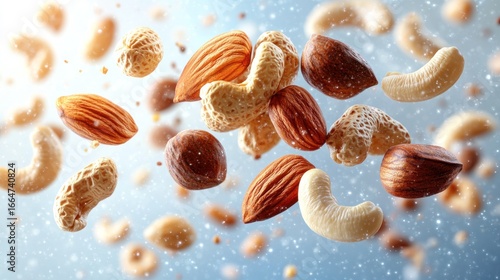 Wallpaper Mural Nuts fall through the air, shining and showcasing their unique shapes and colors Torontodigital.ca