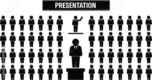 Business presentation audience and speaker in auditorium