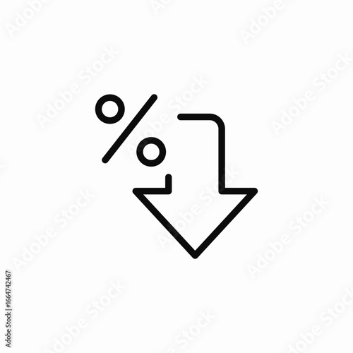 percent down arrow icon sign vector