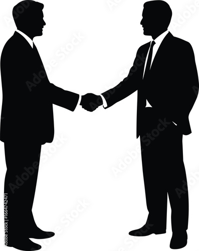 Silhouette of businessmen shaking hands, business deal, professional partnership, teamwork agreement, corporate success, negotiation trust, collaboration cooperation, communication contract