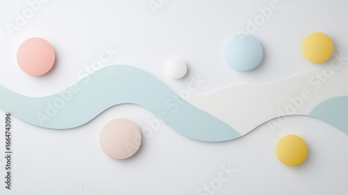 Abstract Shapes and Waves on Light Background for Artistic Design