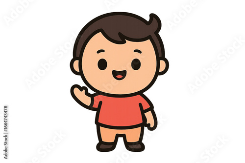 Wallpaper Mural Cute Cartoon Character with Friendly Expression in Simple Style Torontodigital.ca