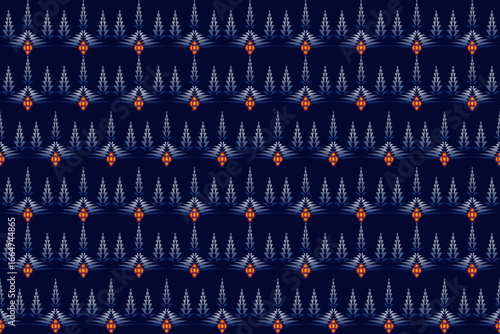 An applied indigenous woven pattern, featuring small lantern-like graphic motifs arranged symmetrically on a dark navy background, creating a simple, elegant, and classic feel.