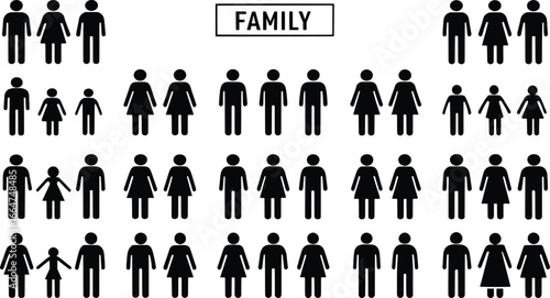 Diverse family silhouettes representing different family structures and generations