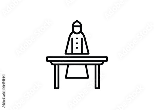 Vector art of person standing behind a desk