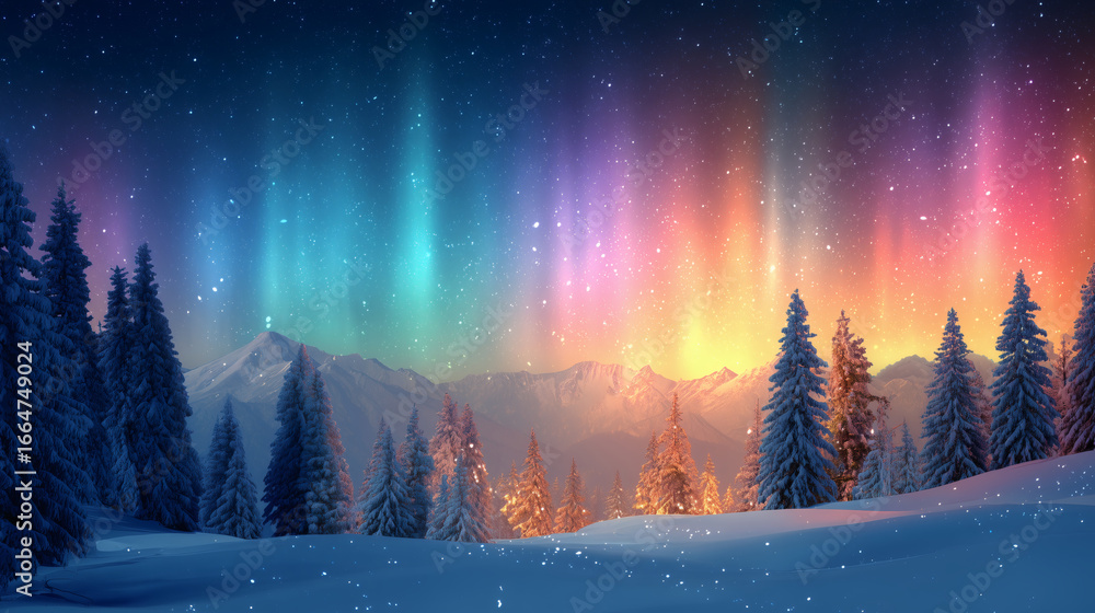 Fototapeta premium Aurora on the snow