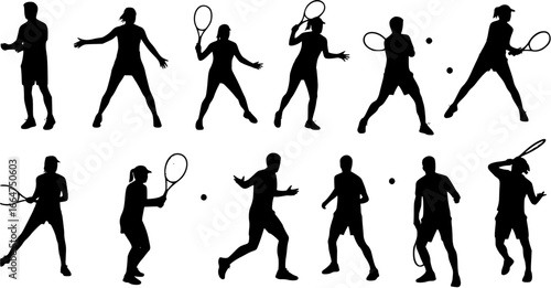 Tennis player Silhouettes. 