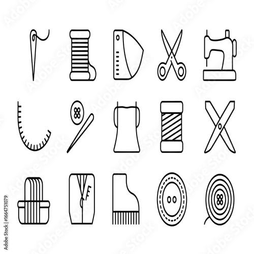 Sewing and Tailoring Line Icons