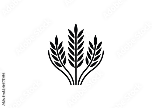 Vector art of black and icon of three wheat stalks