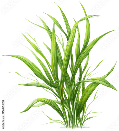 Lush green grass illustration, Generative AI