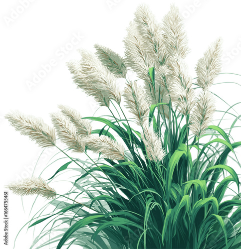 Lush green grass illustration, Generative AI