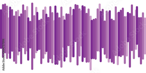 Abstract. Sound Wave. Music. A modern vector graphic element with purple vertical bars resembling an audio equalizer for a music poster, a podcast banner, or a tech presentation design.