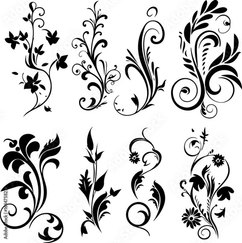 Wallpaper Mural "Elegant Vintage Floral Ornaments" Torontodigital.ca