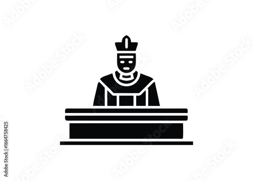 Vector art of judge in formal attire and hat, representing law and justice