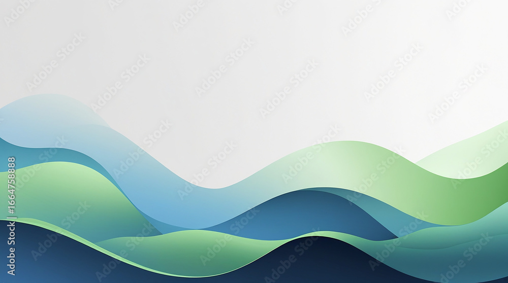 Obraz premium Minimal blue and green abstract and waves