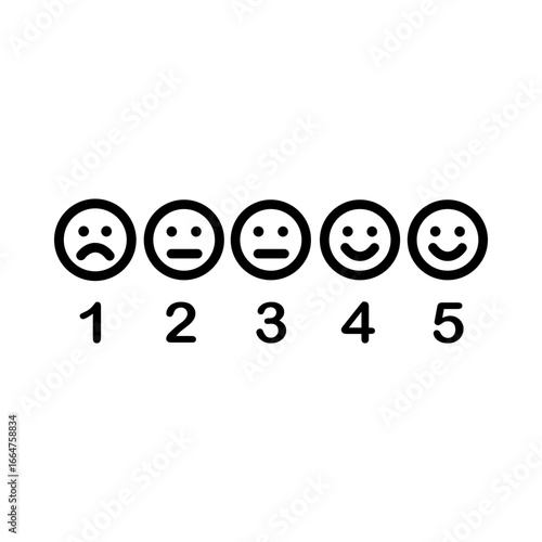 Likert scale rating icon from sad to happy