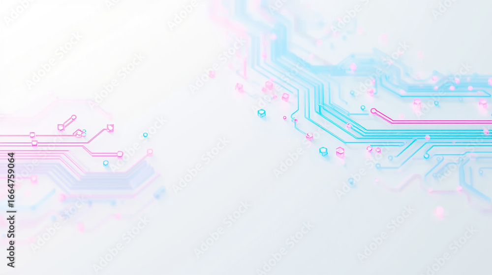 Obraz premium minimal circuit board lines in vibrant