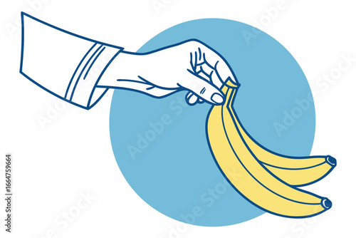 Hand holding bananas vector illustration symbolizing healthy lifestyle and diet