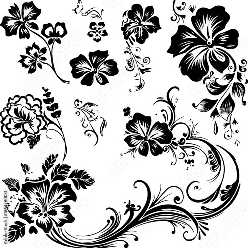 "Elegant Floral Swirl Design Set"