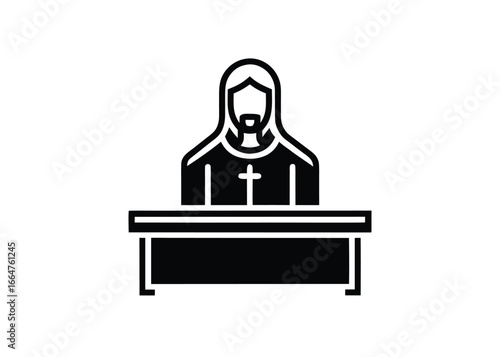 Vector art of priest at a pulpit