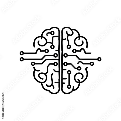 Abstract Digital Brain Circuit Icon