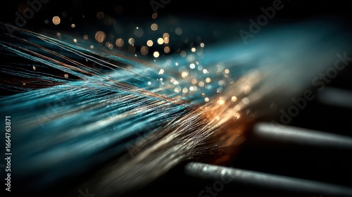 Abstract Fiber Light Trails with Soft Bokeh and Shimmering Sparkles