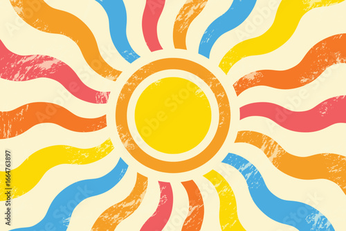 Vintage summer background. Sun ray design. Vector illustration