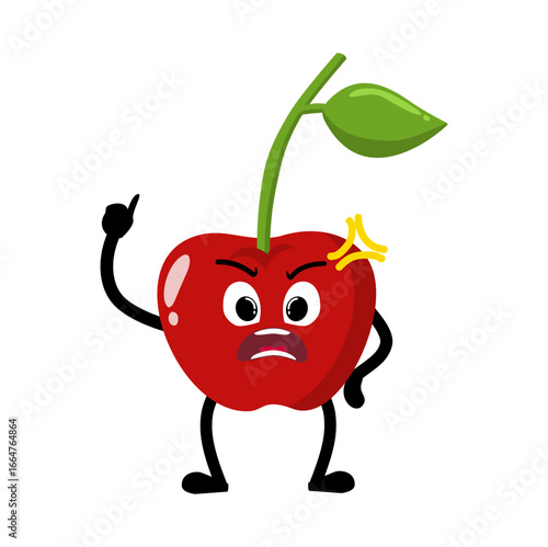 Cute Hand Drawn Angry Cherry