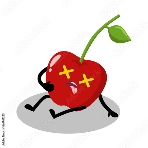 Cute Hand Drawn Passed Out Cherry Fainted