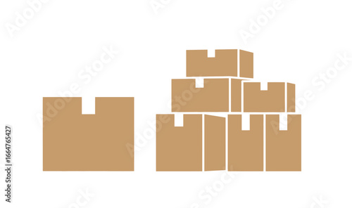 Cardboard boxes stacked and isolated on white background for shipping , package, transport, paper,