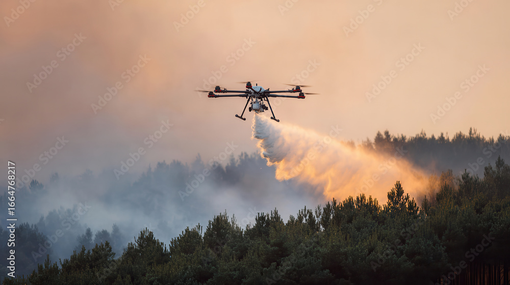 Fototapeta premium drones equipped with advanced technology combat wildfires in challenging weather conditions