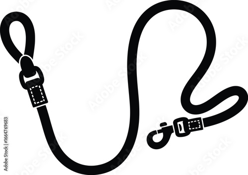 Hand drawn dog leash isolated on white simple sketch pet walking equipment vector