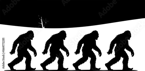 "Bigfoot Walking in the Wilderness Silhouette"