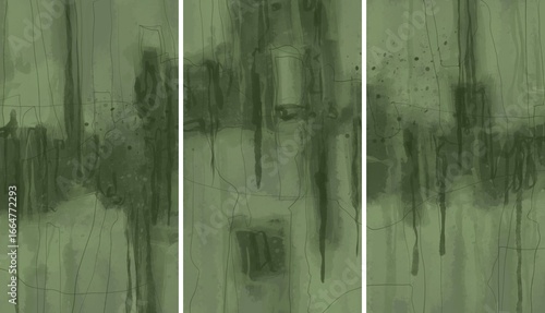 Triptych. The picture is painted by hand on a tablet.