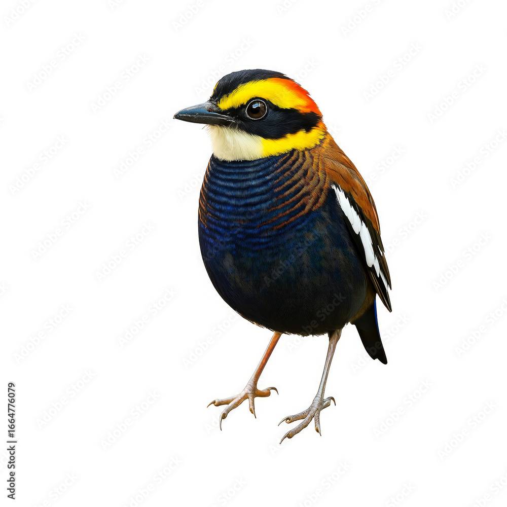 Fototapeta premium Beautiful colorful bird on white background.