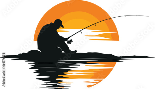 "Fisherman Silhouette at Sunset"