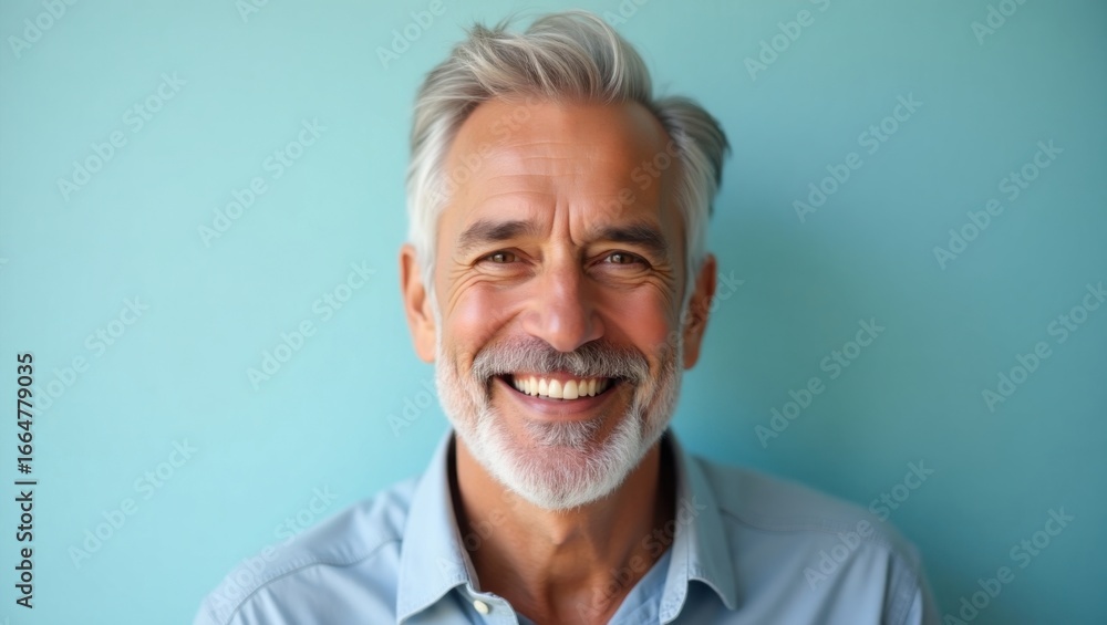 Obraz premium Hombre mayor con barba y sonrisa perfecta