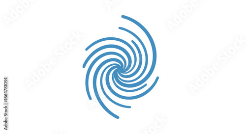 Abstract Whirlpool of Serene Blue Lines Conveying Movement and Energy, Set Against a Stark White Background for Dynamic Contrast