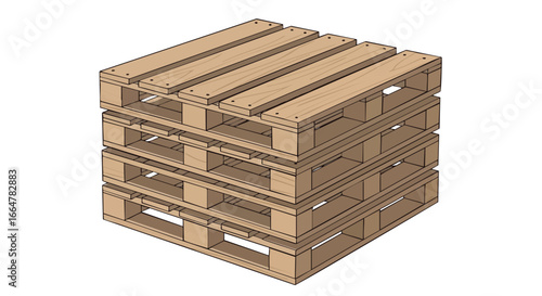 Stacked Wooden Pallets: A Structural Perspective on Sustainable Material Handling and Logistics Resource Depiction