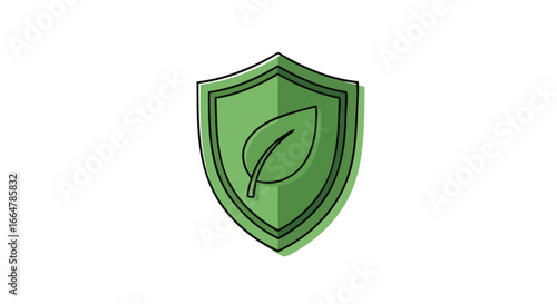 Protective Eco Shield: A Symbol of Environmental Safety and Green Initiative with a Leaf Motif Showing Nature Conservation