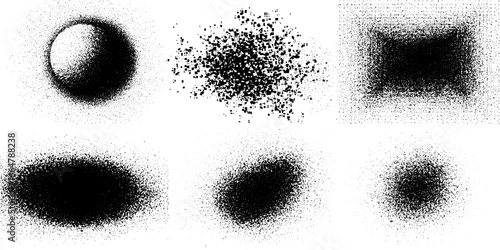 Stipple and dotwork design set inspired by nebula shapes for creative projects