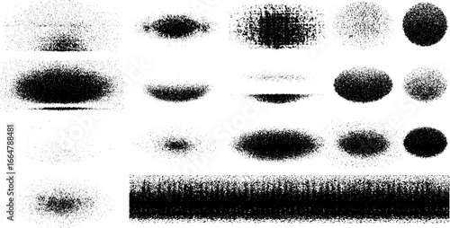 Stippling and dotwork illustration set featuring soft ovals for artistic design