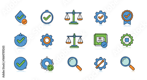 Modern Icon Set for Quality Assurance and Business Compliance Depicting Reliability and Standards Excellence