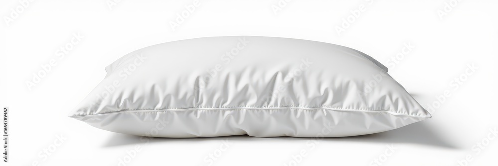 Obraz premium Fluffy white pillow in crisp white pillowcase, isolated on pure white background, fluffy, home decor